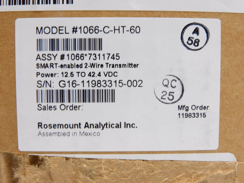 ROSEMOUNT 1066-C-HT-60 12.5-42.4VDC NSMP