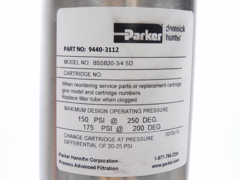 PARKER BSSB20-3/4SD 9440-3112 175PSI NUPI