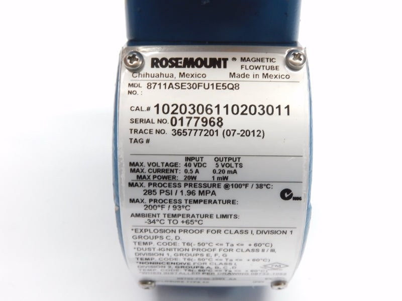 ROSEMOUNT 8732EST1A1E5 8711ASE30FU1E5Q8 40VDC 0.5A 285PSI UNMP