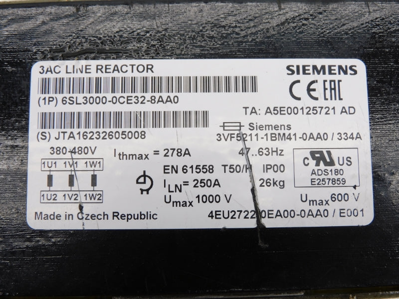 SIEMENS 6SL3000-0CE32-8AA0 380-480V 278A NUPI