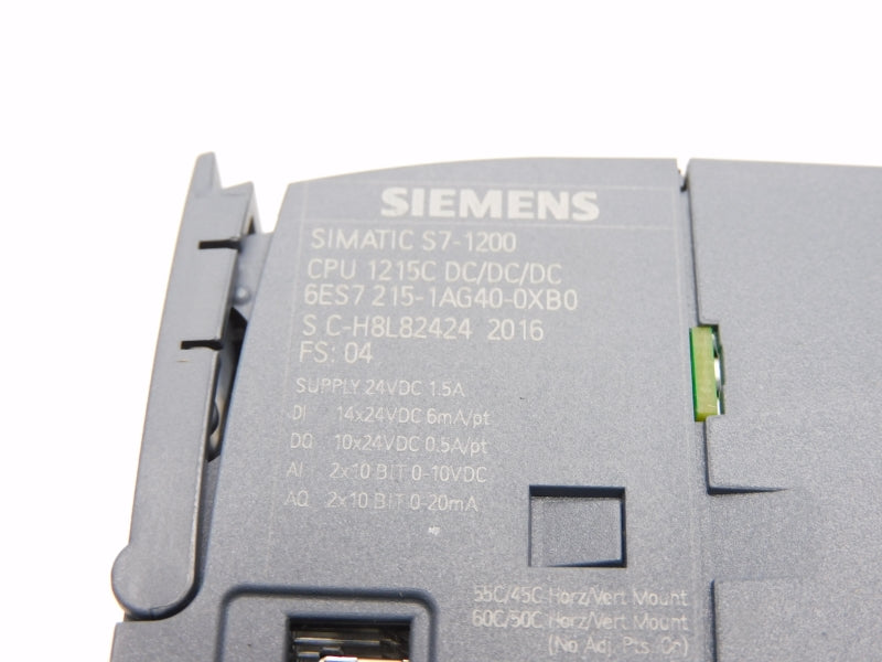 SIEMENS 6ES7215-1AG40-0XB0 24VDC 1.5A (AS PICTURED) NUPI