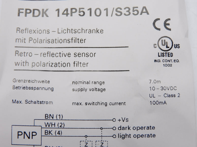 BAUMER ELECTRIC FPDK14P5101/S35A 10-30VDC NSNP