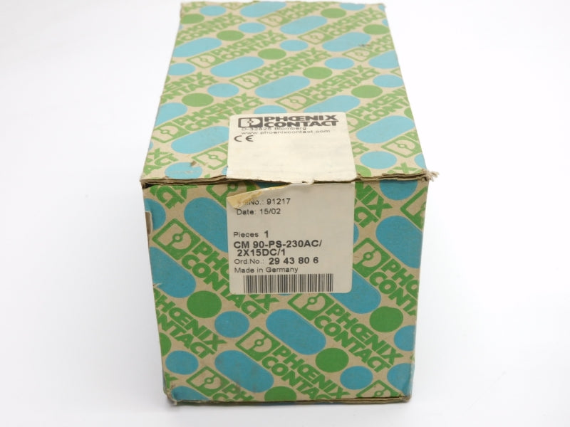 PHOENIX CONTACT CM90-PS-230AC/2X15DC/1 2943806 230VAC 1A NSMP