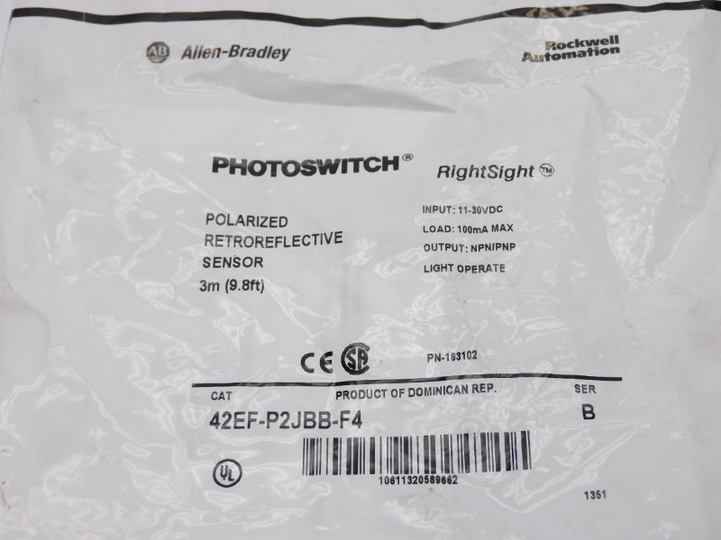 ALLEN BRADLEY 42EF-P2JBB-F4 SER. B 11-30VDC 3M NSMP