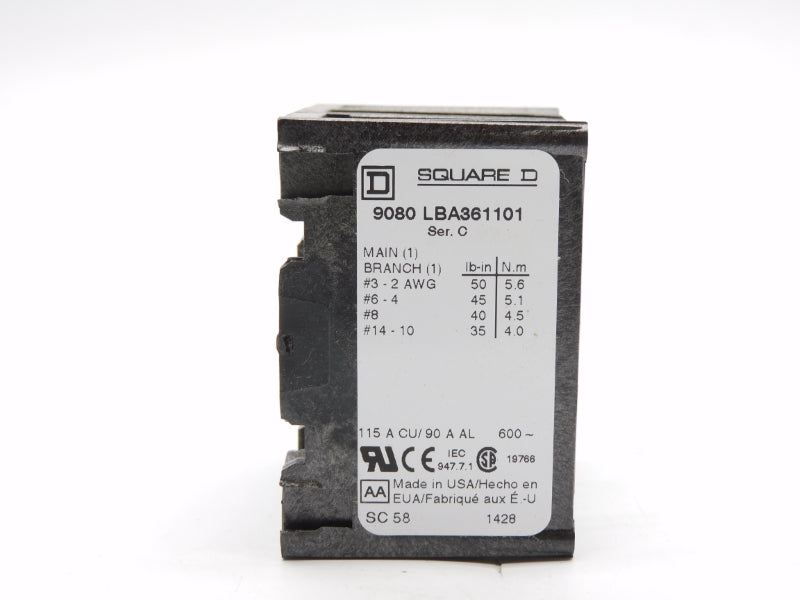 SQUARE D 9080LBA361101 SER. C 600V 115A NSNP