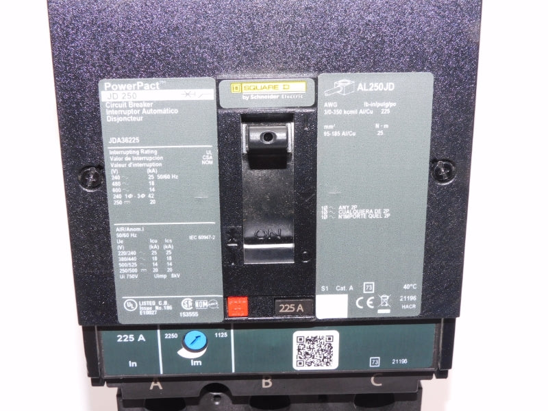 SQUARE D JDA36225 600V 225A (AS PICTURED) NSNP