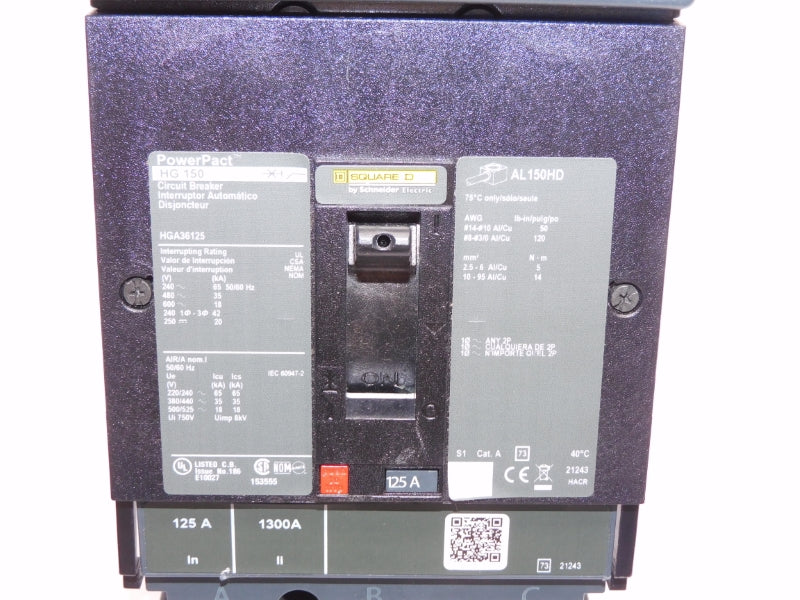 SQUARE D HGA36125 600V 125A (AS PICTURED) NSNP