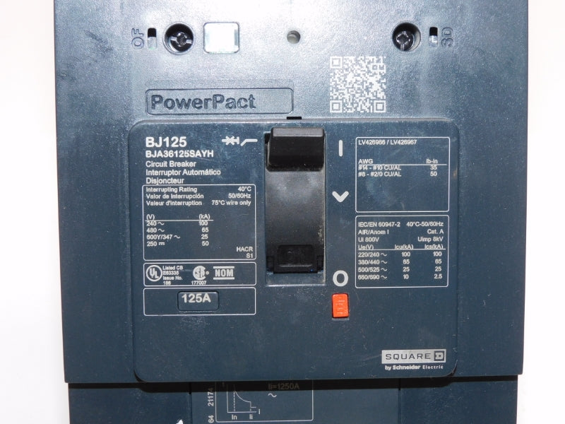 SQUARE D BJA36125SAYH 480V 125A UNMP