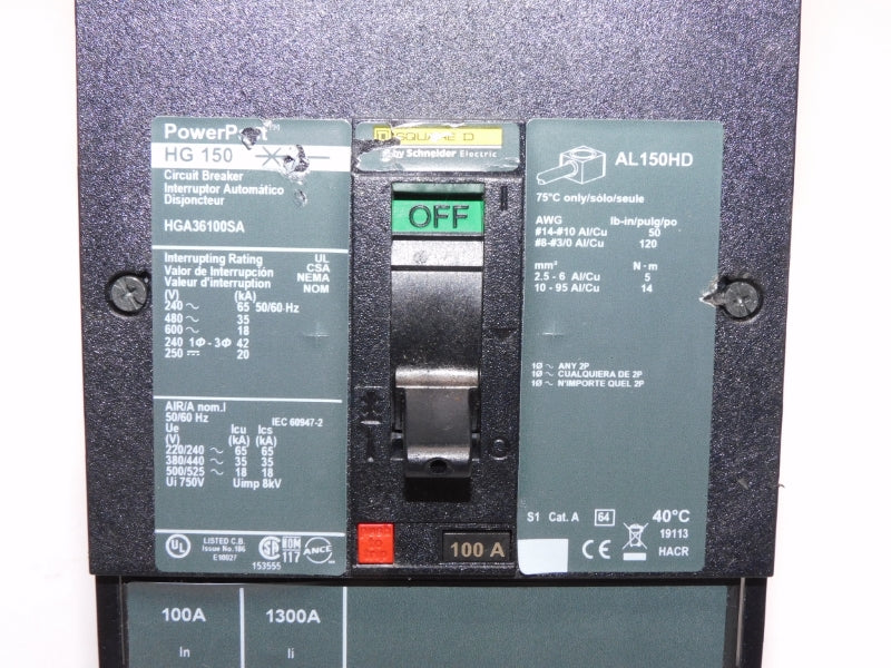SQUARE D HGA36100SA 600V 100A (AS PICTURED) NSNP