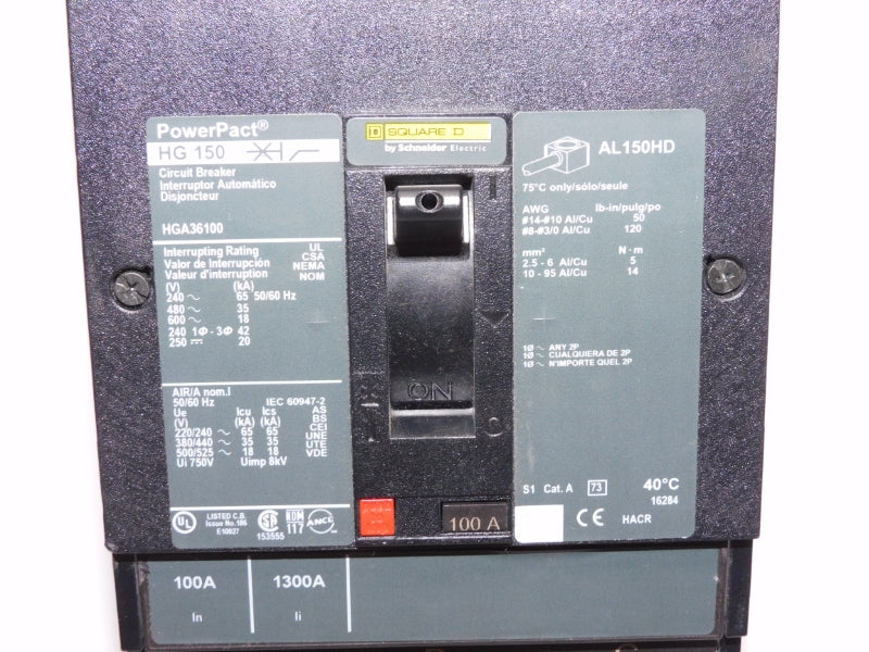 SQUARE D HGA36100 600V 100A UNMP