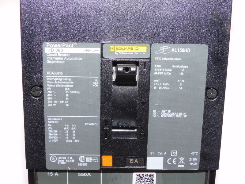 SQUARE D HDA36015 600V 15A (AS PICTURED) NSNP