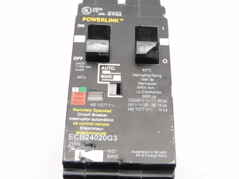 SQUARE D ECB24020G3 277V 20A (AS PICTURED) NSNP