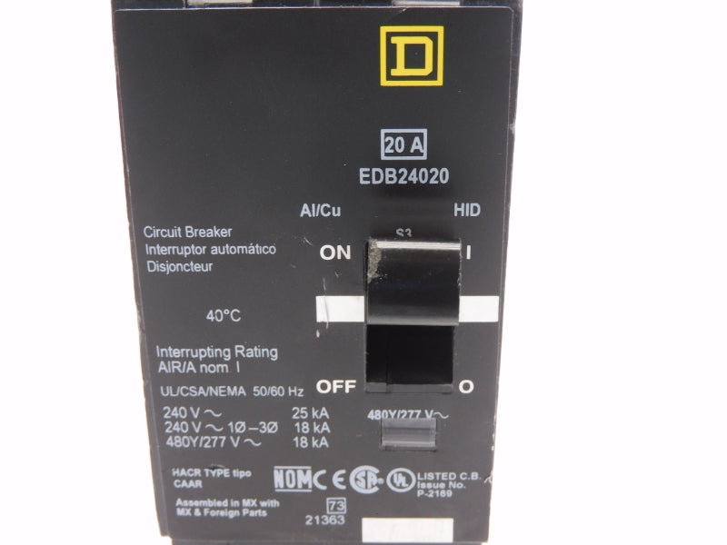 SQUARE D EDB24020 277V 20A (AS PICTURED) NSNP