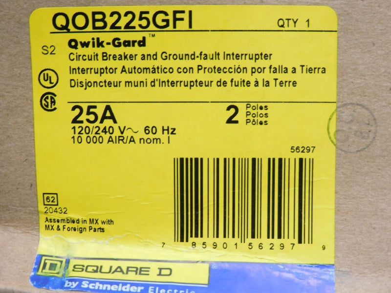 SQUARE D QOB225GFI 120/240V 25A NSMP