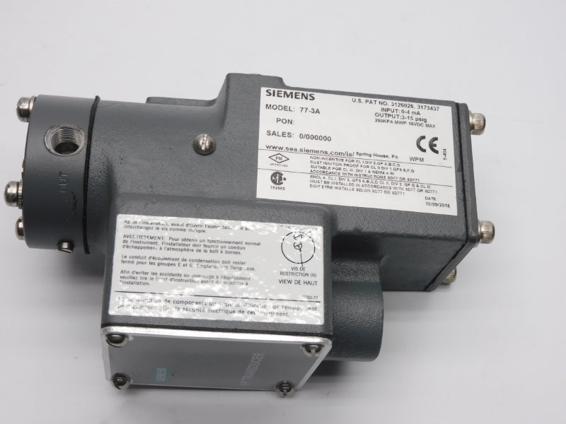 SIEMENS 77-3A 15VDC 3-15PSI NSMP