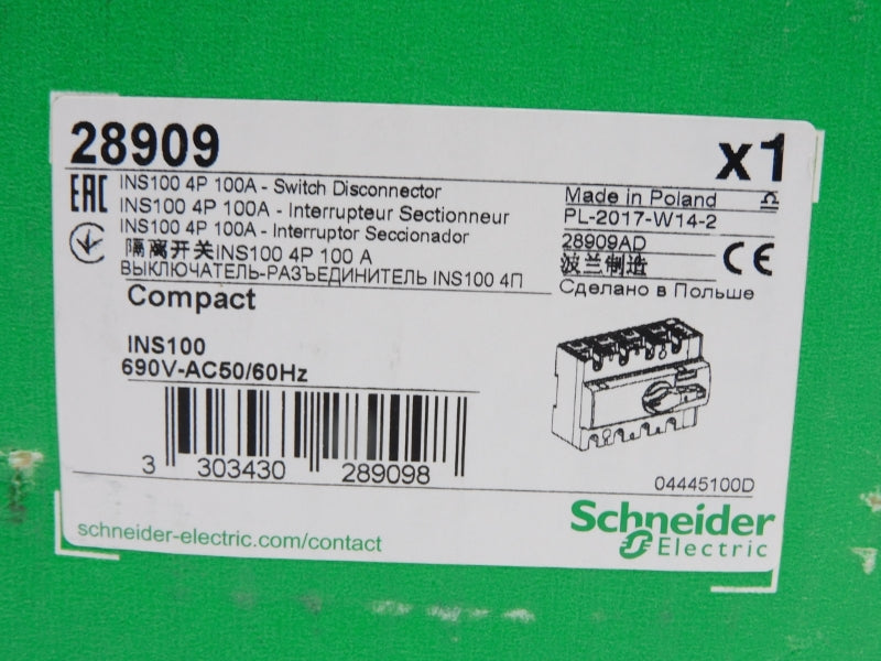 SCHNEIDER ELECTRIC 28909 INS100 690V 100A NSMP