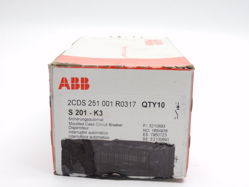 ABB 2CDS251001R0317 S201-K3 3A (PKG OF 10) NSFS
