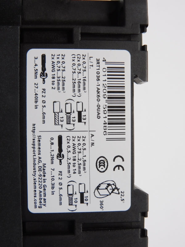 SIEMENS 3RT1036-1AK60-0UA0 110/120V NSMP