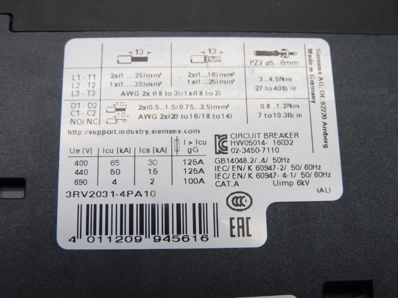 SIEMENS 3RV2031-4PA10 690V 28-36A NSMP