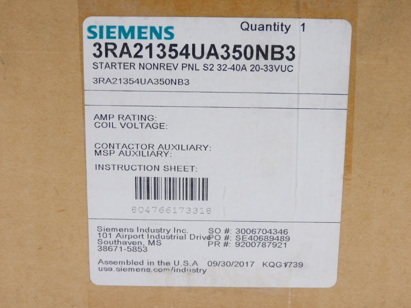 SIEMENS 3RA21354UA350NB3 20-33VUC 32-40A NSFS