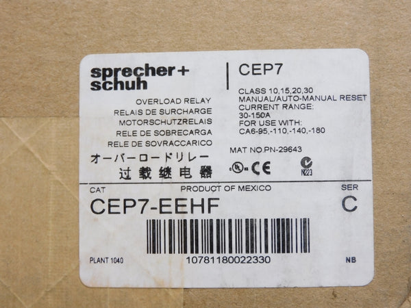 SPRECHER+SCHUH CEP7-EEHF SER. C 600VAC 30-150A NSMP