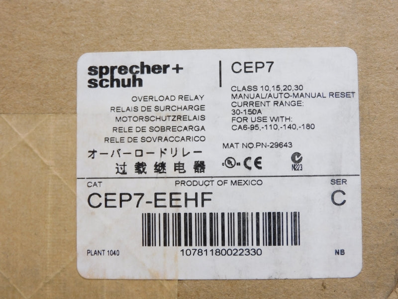 SPRECHER+SCHUH CEP7-EEHF SER. C 600VAC 30-150A NSMP
