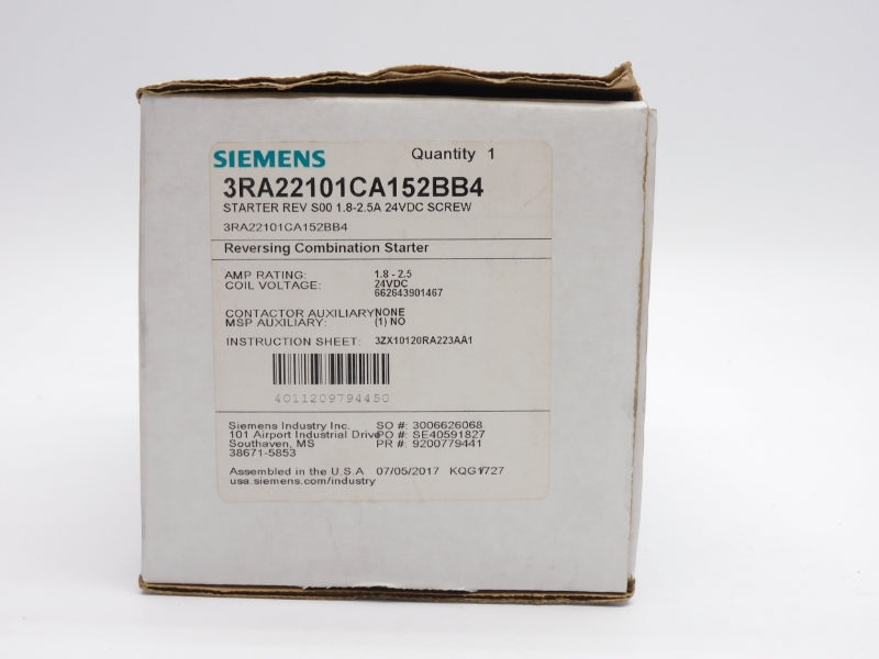 SIEMENS 3RA22101CA152BB4 24VDC 1.8-2.5A NSMP