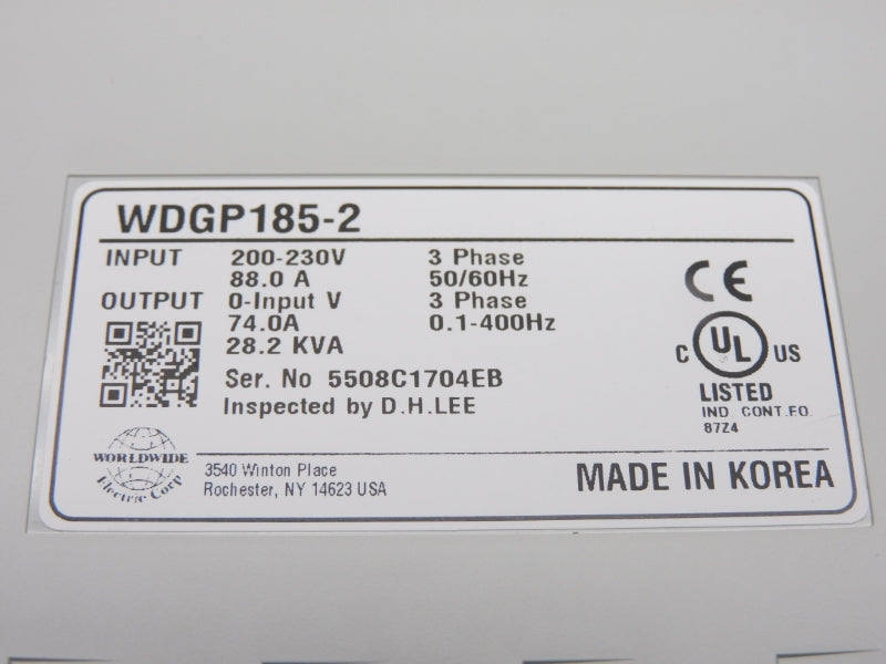 WORLDWIDE ELECTRIC WDGP185-2 200-230V 88A NSMP
