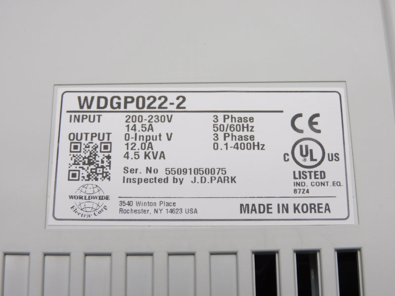 WORLDWIDE ELECTRIC WDGP022-2 200-230V 14.5A NSMP