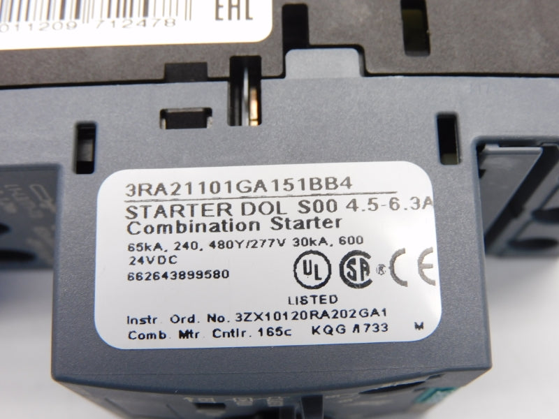 SIEMENS 3RA21101GA151BB4 24VDC 4.6-6.3A NSMP