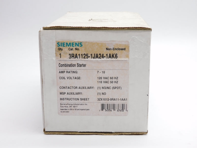 SIEMENS 3RA1125-1JA24-1AK6 110/120VAC 7-10A NSMP