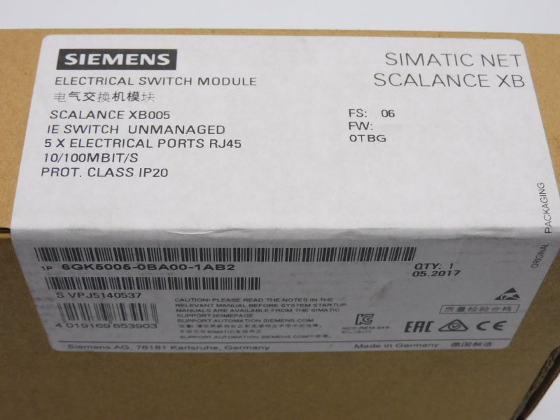 SIEMENS 6GK5005-0BA00-1AB2 F/W 0TBG NSFS