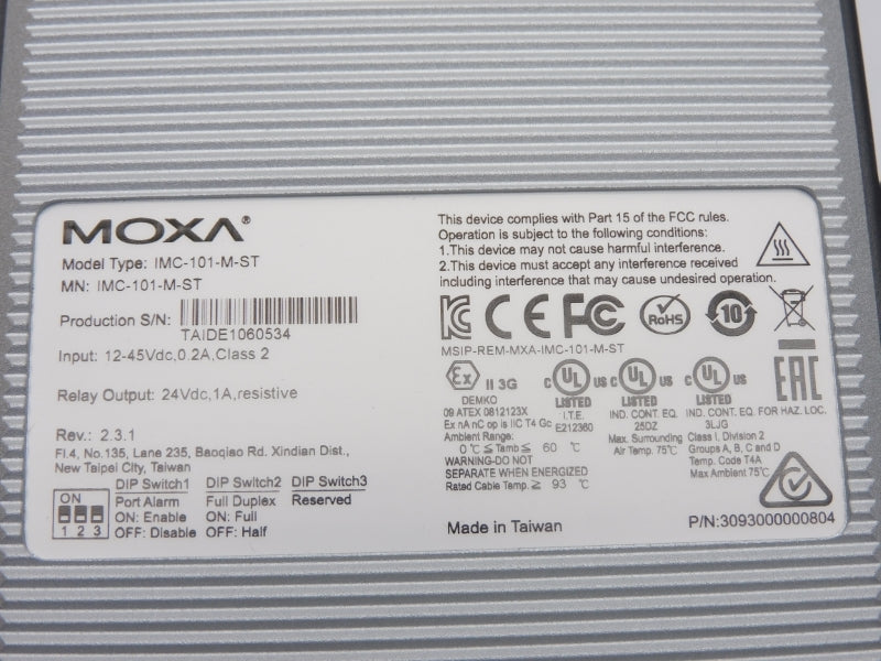 MOXA IMC-101-M-ST V2.3.1 12-45VDC 0.2A NSMP