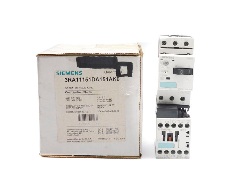 SIEMENS 3RA11151DA151AK6 110/120VAC 2.2-3.2A NSMP