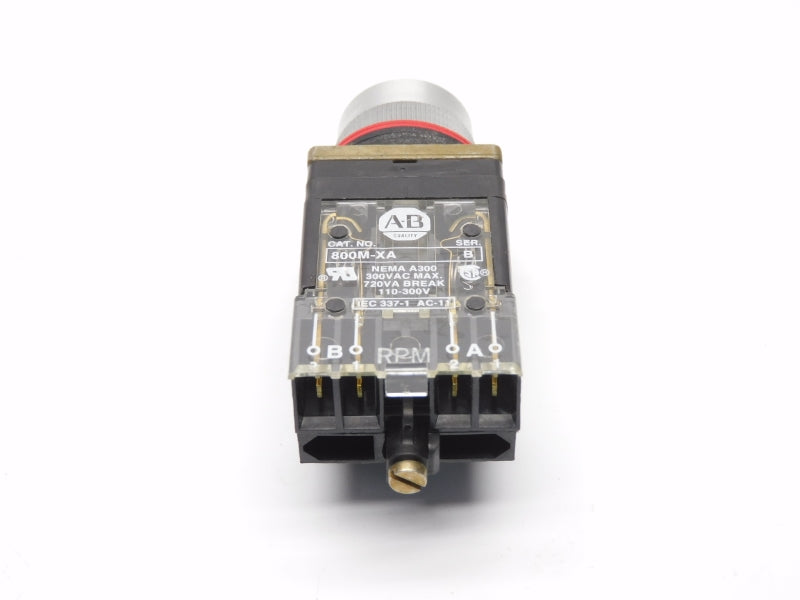 ALLEN BRADLEY 800MR-JH9BLA SER. C 300VAC (NO KNOB) (BK/YL) NSMP