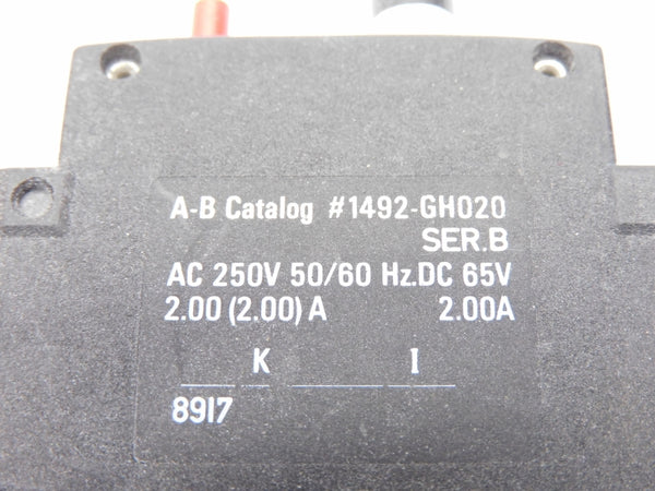 ALLEN BRADLEY 1492-GH020 SER. B 250V 2.00A (BK/YL) NSMP