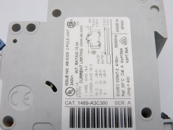 ALLEN BRADLEY 1489-A3C300 SER. A 240VAC 30A NSMP