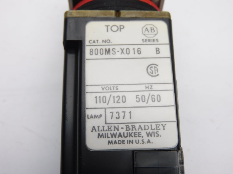 ALLEN BRADLEY 800MS-PA16GA19 SER. B 110/120V (BK/YL) NSMP
