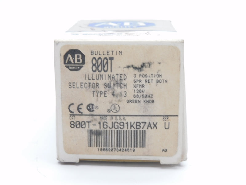 ALLEN BRADLEY 800T-16JG91KB7AX SER. U 120V (GY/BL) NSMP
