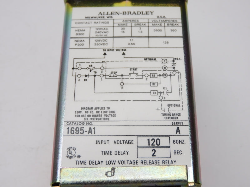 ALLEN BRADLEY 1695-A1 SER. A 120V 30A 2SEC (BK/YL) NSMP