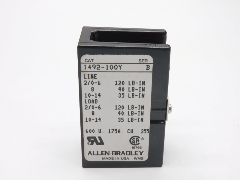 ALLEN BRADLEY 1492-100Y SER. B 600V 175A (BK/YL) NSMP