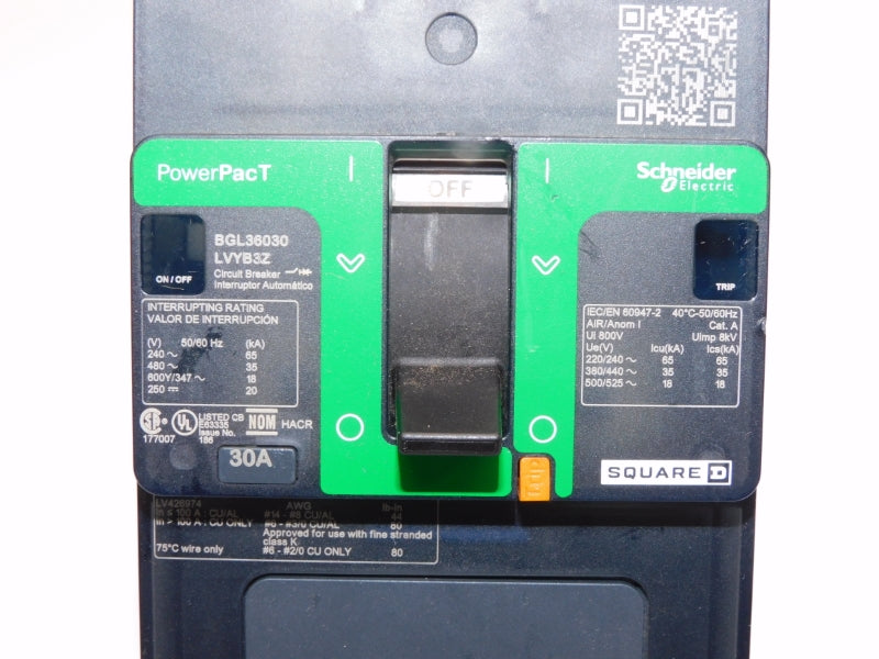SQUARE D BGL36030LVYB3Z 480V 30A UNMP