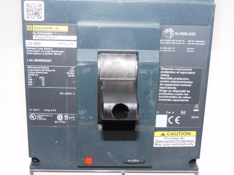 SQUARE D LGL36000S40X 600V 400A NSNP