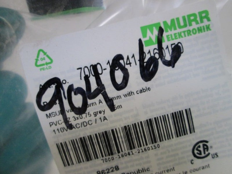 MURR ELEKTRONIK VALVE W/ CABLE 7000-18041-2160150 *NEW IN FACTORY BAG*