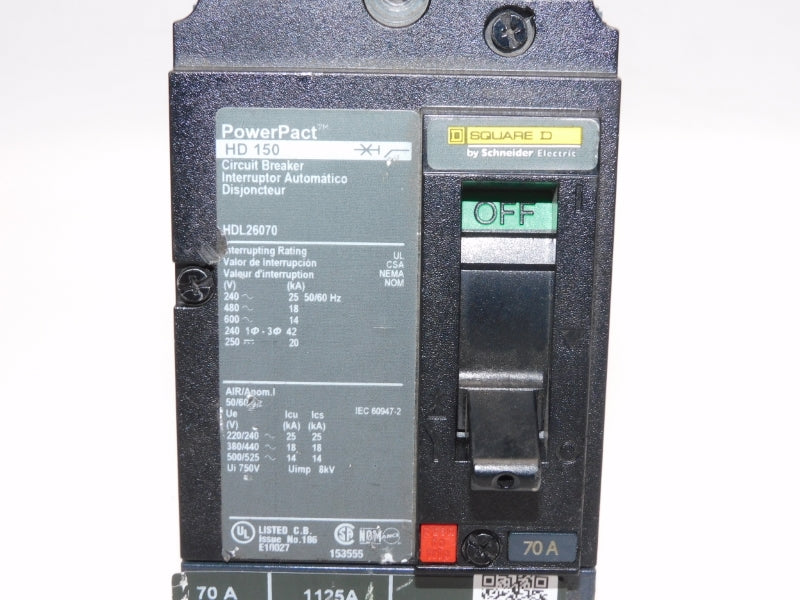 SQUARE D HDL26070 600V 70A UNMP