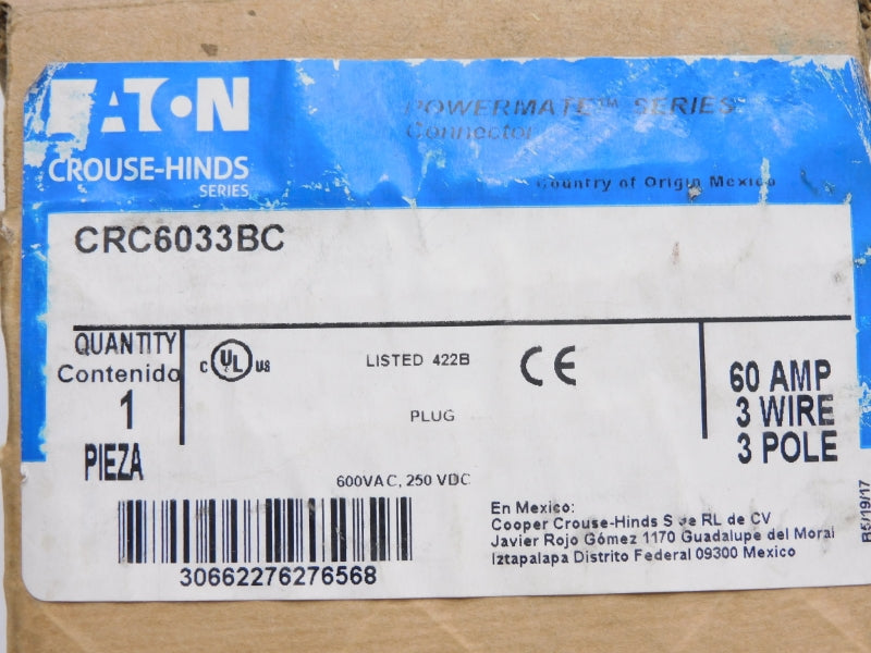 CROUSE HINDS CRC6033BC 600VAC 60A NSMP