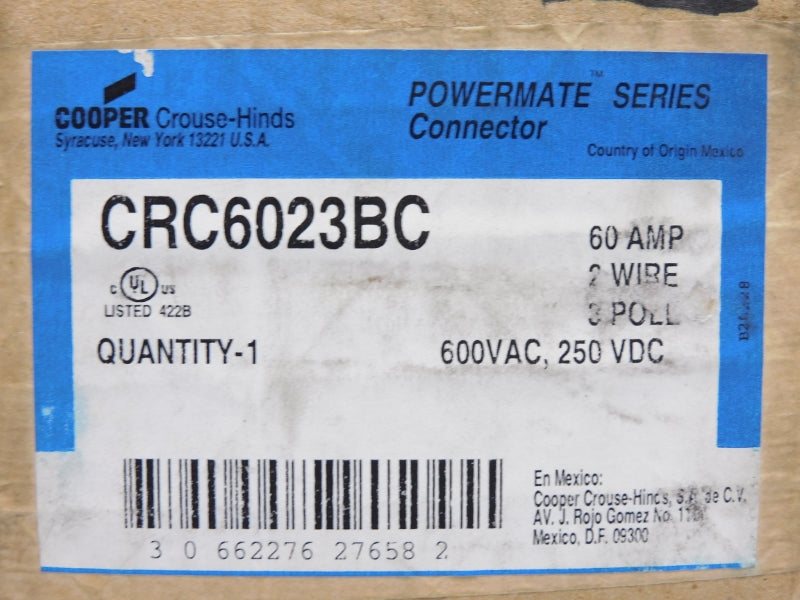 CROUSE HINDS CRC6023BC 600VAC 60A NSMP