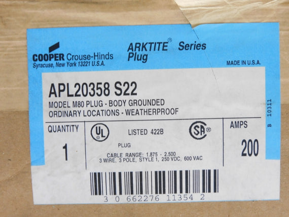CROUSE HINDS APL20358S22 600VAC 200A NSFS