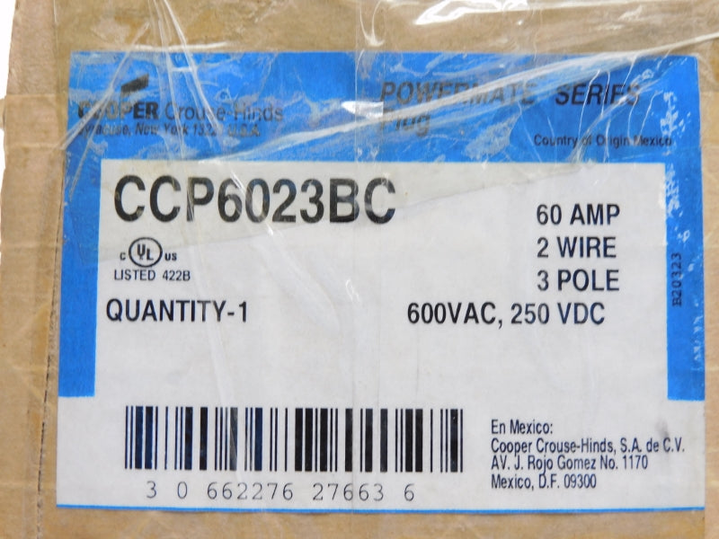 CROUSE HINDS CCP6023BC 600VAC 60A NSMP