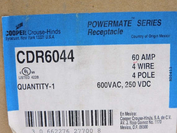 CROUSE HINDS CDR6044 600VAC 60A NSMP